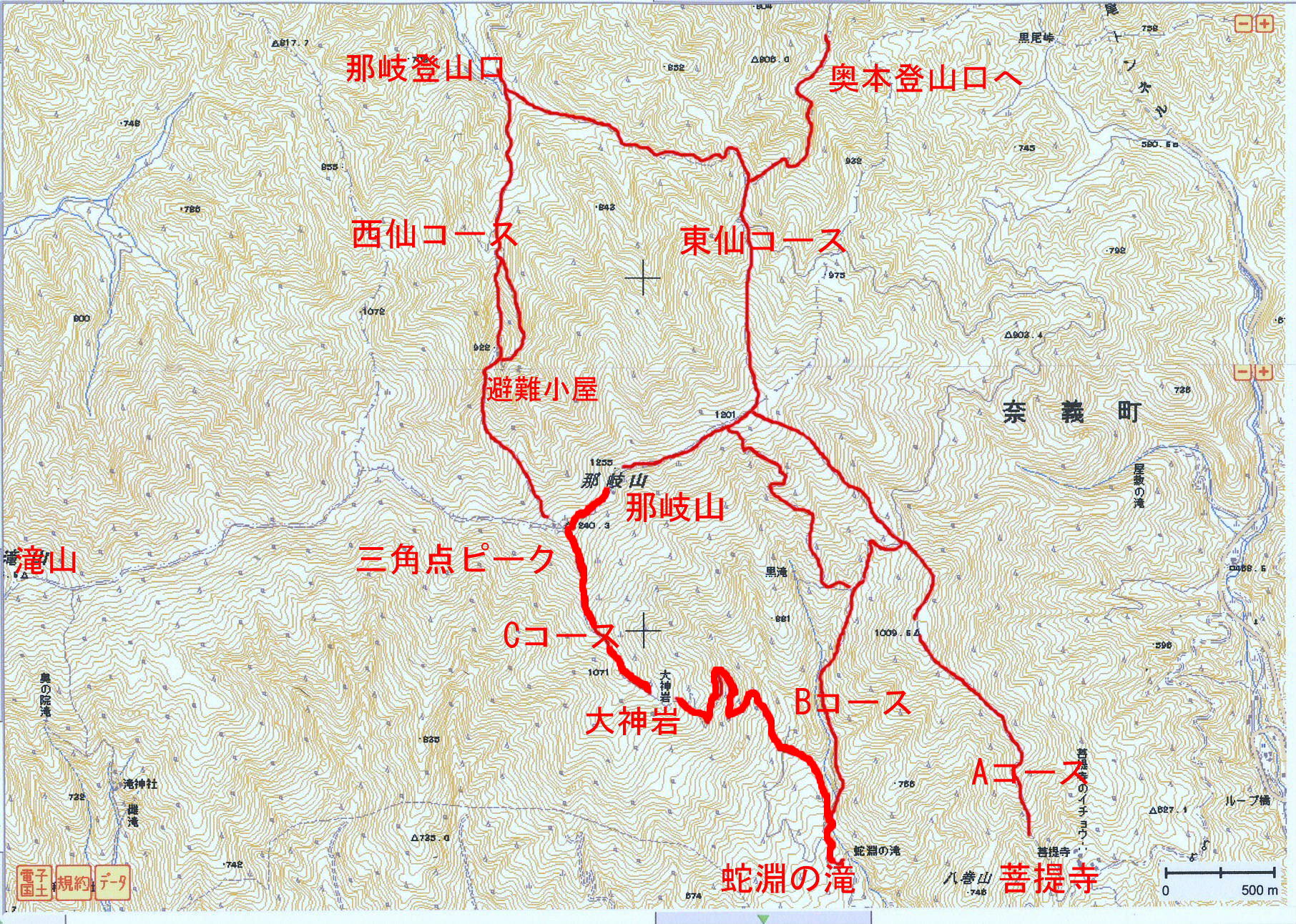 那岐山地図